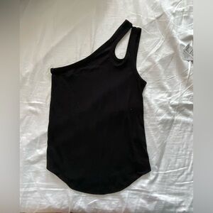 Black Asymmetrical Bodysuit Top